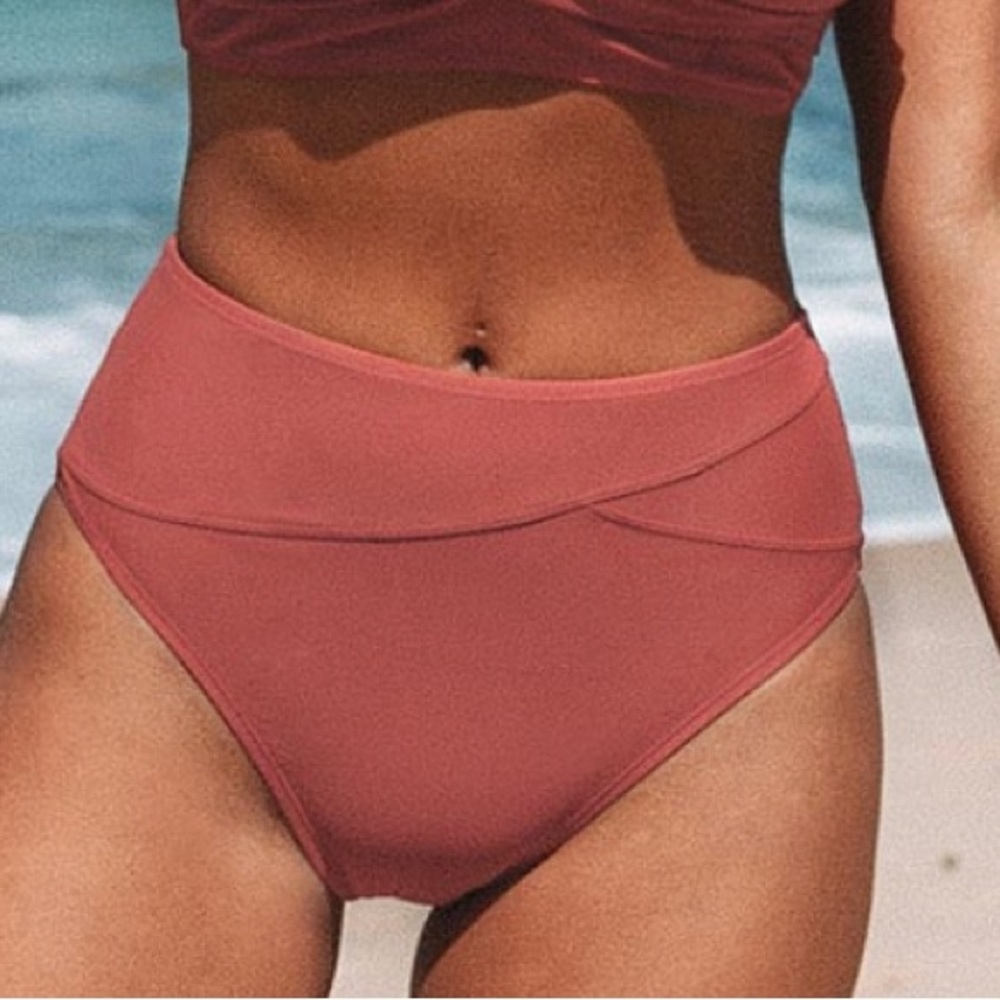 Cupshe Marsala Twist High Waisted medium Bikini bottom NWT